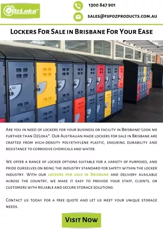 Lockers For Sale in Brisbane For Your Ease