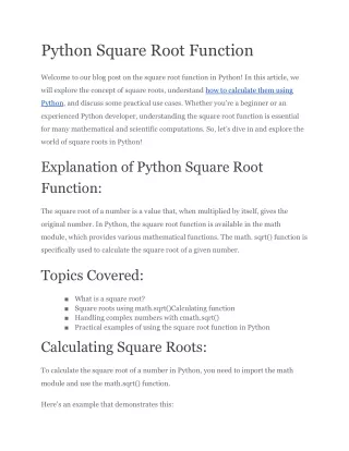Python Square Root Function