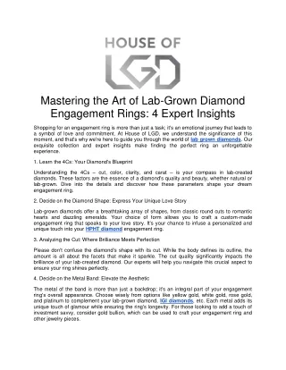 Mastering the Art of Lab-Grown Diamond Engagement Rings_ 4 Expert Insights