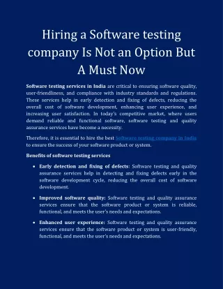 hiring a software testing company