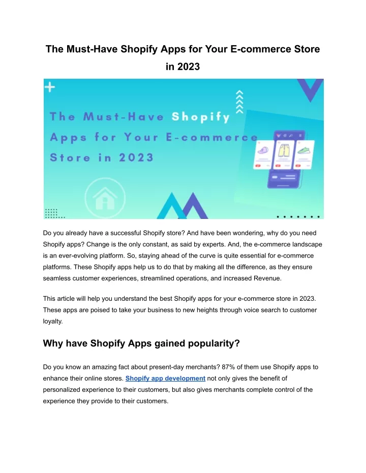 the must have shopify apps for your e commerce