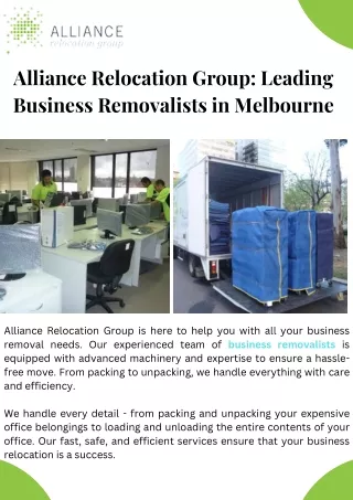 Alliance Relocation Group Leading Business Removalists in Melbourne