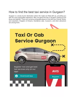 How to find the best taxi service in Gurgaon-Avis India
