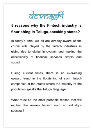 5 reasons why the fintech industry is