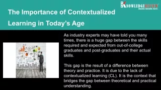 the importance of contextualized