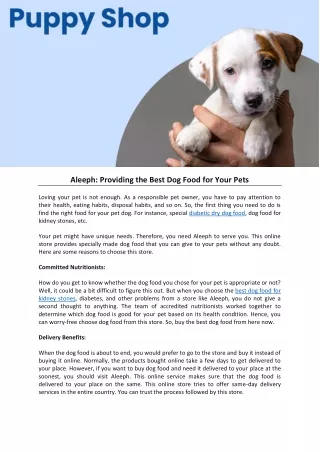 Aleeph: Providing the Best Dog Food for Your Pets