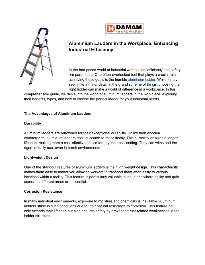 aluminium ladders in the workplace enhancing