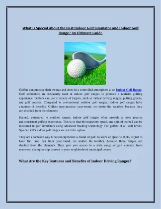 What Is Special About the Best Indoor Golf Simulator and Indoor Golf Range? An U