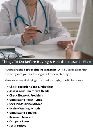 Things To Do Before Buying A Health Insurance Plan