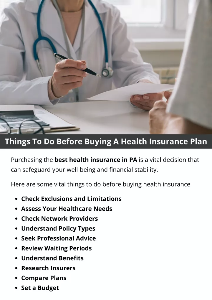 things to do before buying a health insurance plan