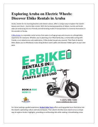 Exploring Aruba on Electric Wheels: Discover Ebike Rentals in Aruba