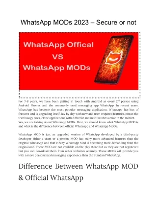 WhatsApp MODs 2023 – Secure or not