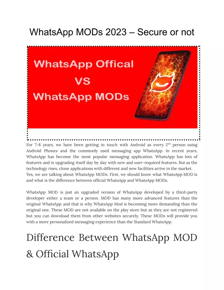 whatsapp mods 2023 secure or not