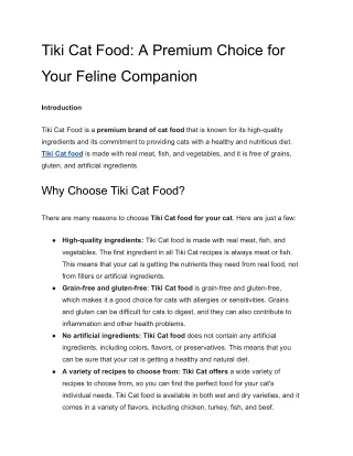 Tiki Cat Food_ A Premium Choice for Your Feline Companion