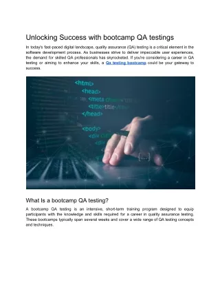 Unlocking Success with QA Testing Bootcamps