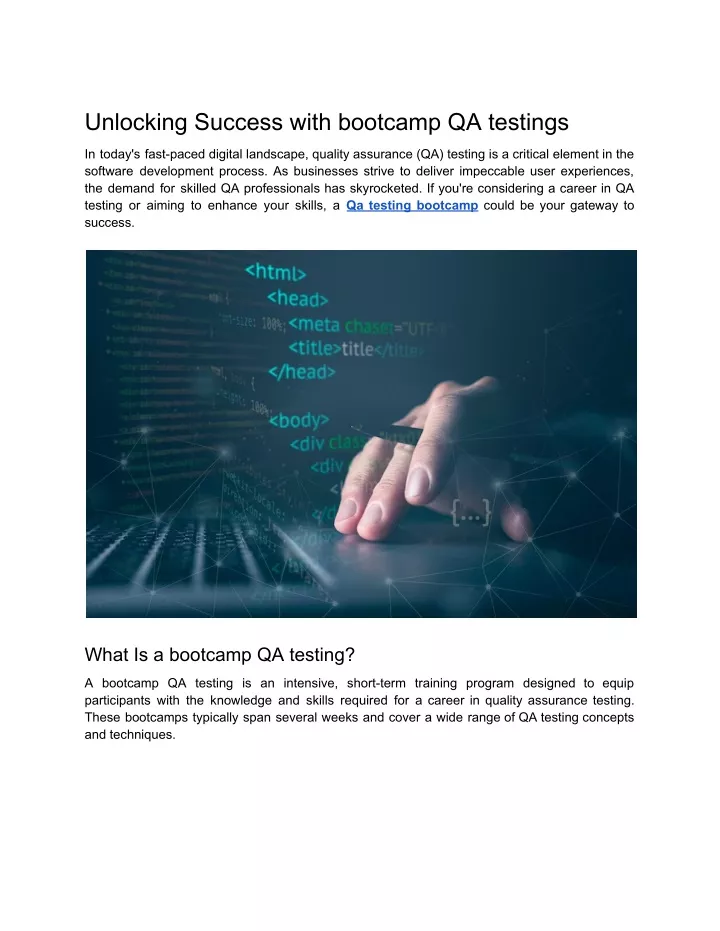 unlocking success with bootcamp qa testings