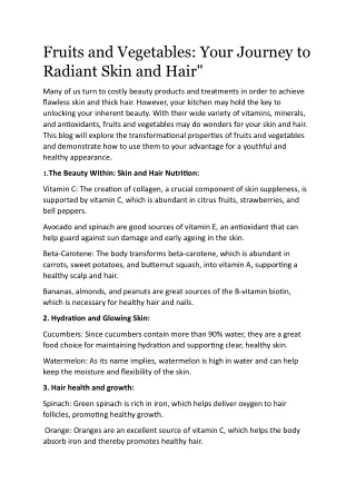 fruits and vegetables your journey to radiant