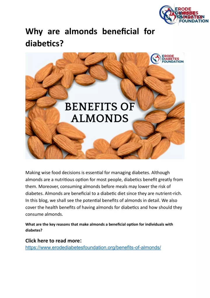 PPT Benefits of Almonds Are they good for diabetes Best erode