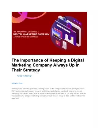 The Importance of Keeping a Digital Marketing Company Always Up in Their Strategy