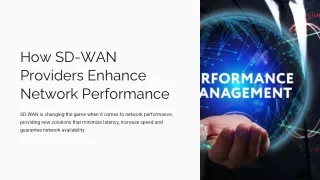 How SD-WAN Providers Enhance Network Performance