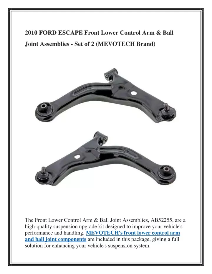 2010 ford escape front lower control arm ball