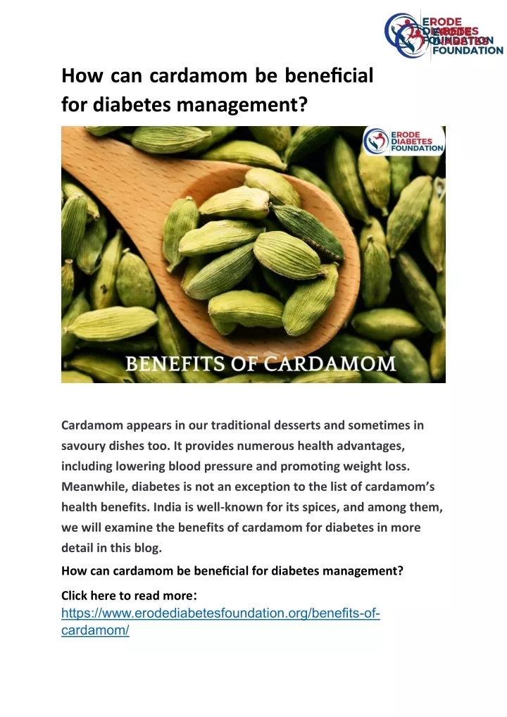 how can cardamom be beneficial for diabetes