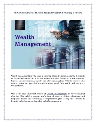 The Importance of Wealth Management in Securing a Future