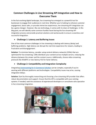 Common Challenges in Live Streaming API Integration and How to Overcome Them