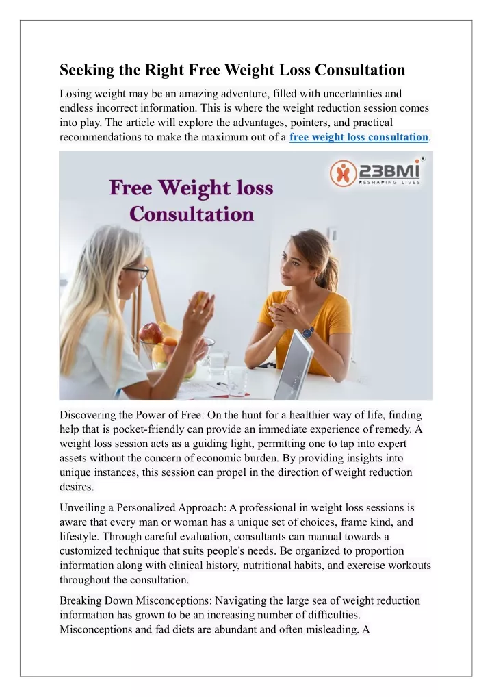 seeking the right free weight loss consultation