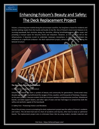 Enhancing Falsom's Beauty and Safety: The Deck Replacement Project
