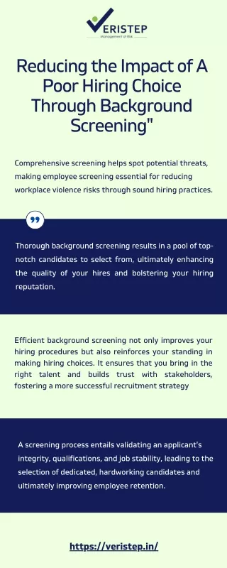 Reducing the Impact of a Poor Hiring Choice Through Background Screening