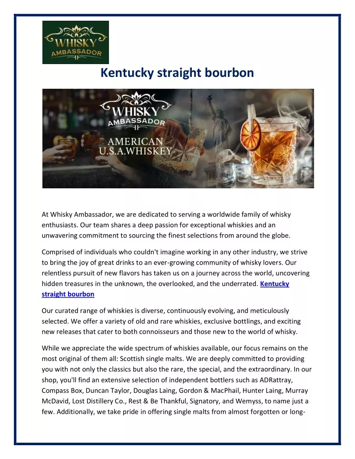kentucky straight bourbon