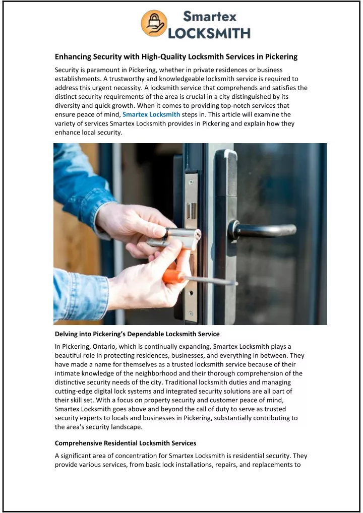 enhancing security with high quality locksmith