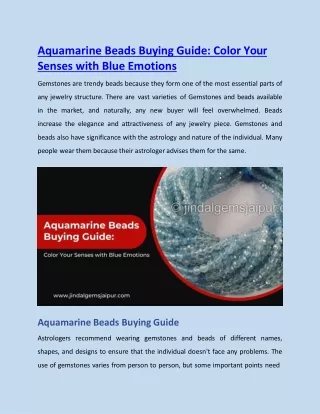 Aquamarine Beads Buying Guide: Color Your Senses with Blue Emotions