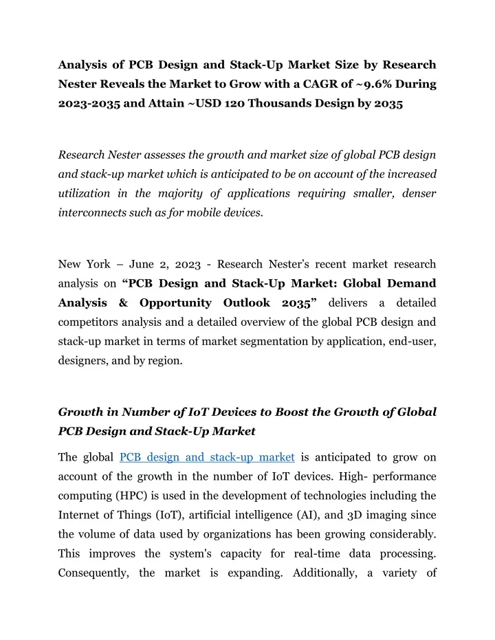 analysis of pcb design and stack up market size