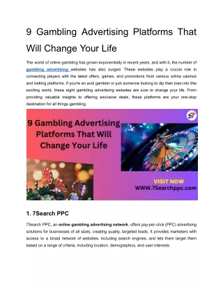 9 Gambling Advertising Websites That Will Change Your Life