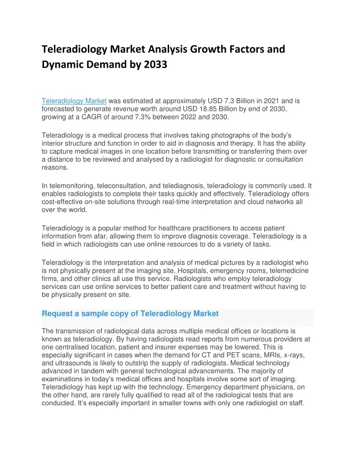 teleradiology market analysis growth factors