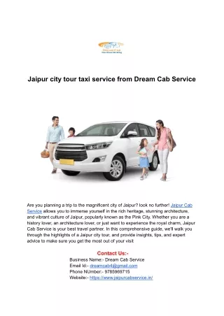 Jaipur city tour taxi service from Dream Cab Service