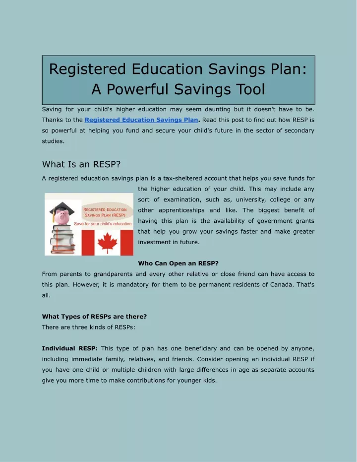 registered education savings plan a powerful