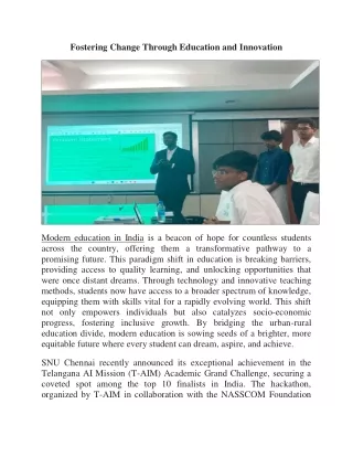 fostering change through education and innovation