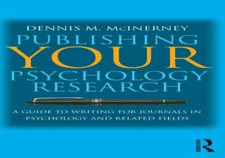 DOWNLOAD PDF Publishing Your Psychology Research: A guide to writing for journal