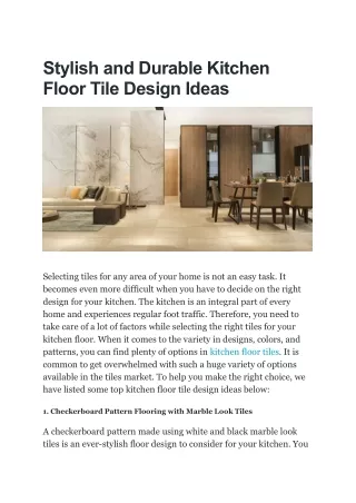 Stylish and Durable Kitchen Floor Tile Design Ideas