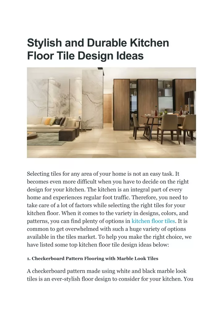 stylish and durable kitchen floor tile design