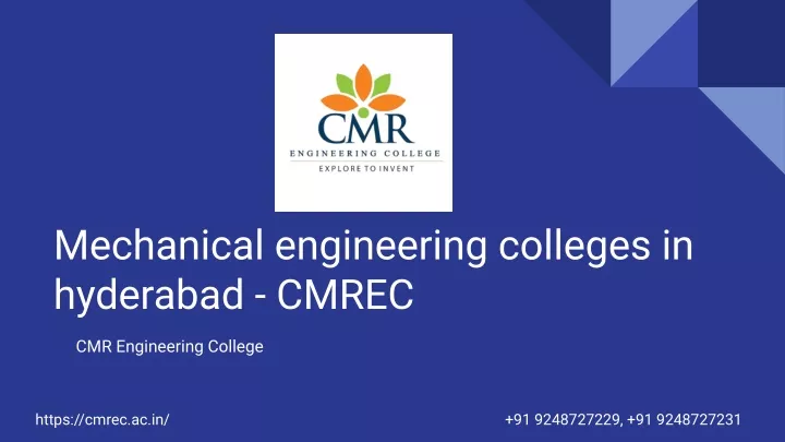 mechanical engineering colleges in hyderabad cmrec