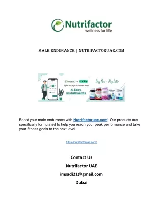 Male Endurance | Nutrifactoruae.com