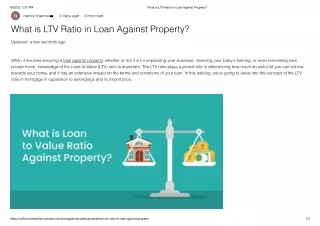 What is LTV Ratio in Loan Against Property ?