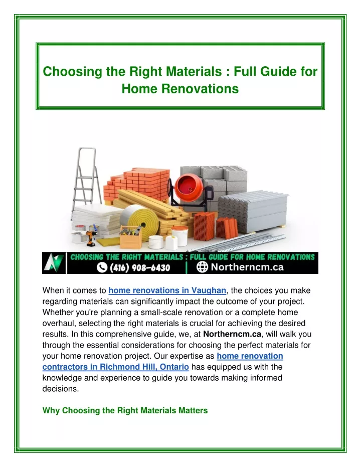 choosing the right materials full guide for home