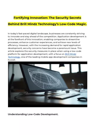 Fortifying Innovation_ The Security Secrets Behind Brill Mindz Technology’s Low-Code Magic