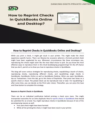 How to Reprint Checks in QuickBooks Online and Desktop(--)