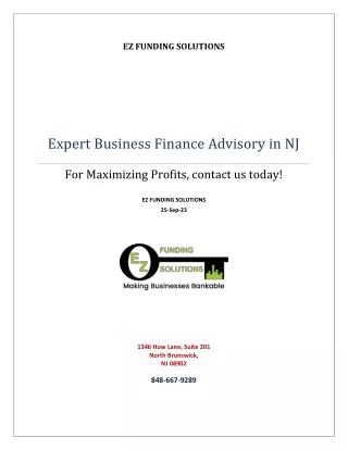 Expert Business Finance Advisory in NJ
